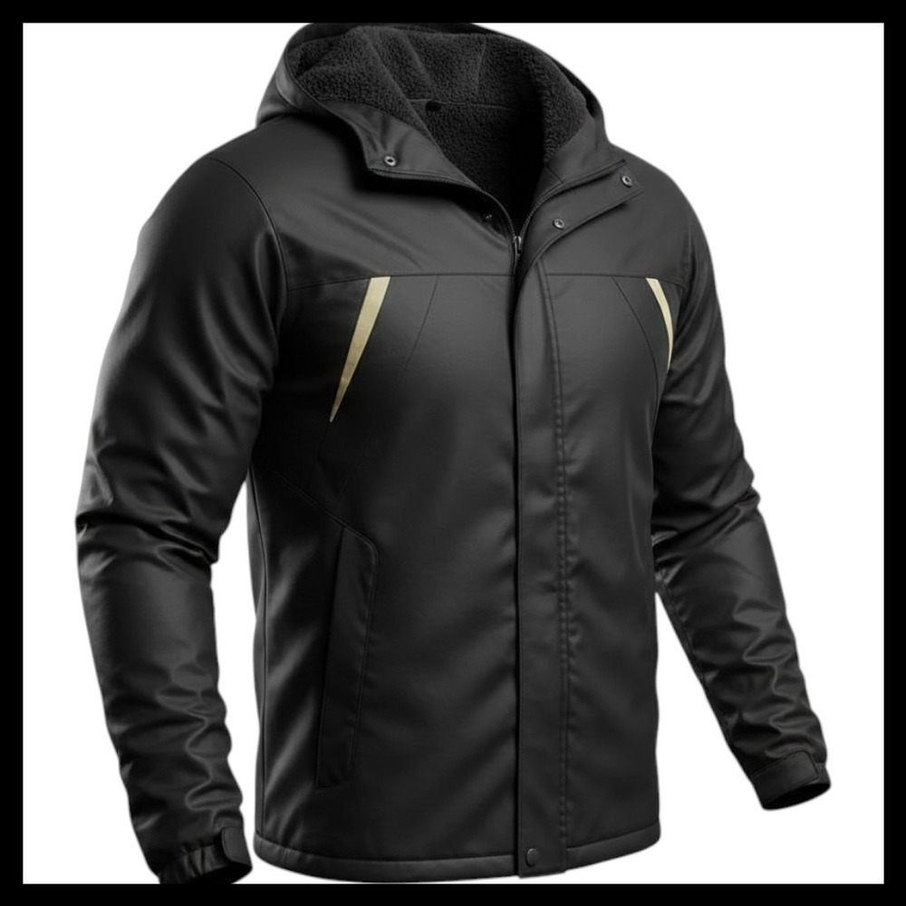 NWOT Pasuxi Men's Black Hooded Waterproof Winter Jacket Parka Coat Size 2XL